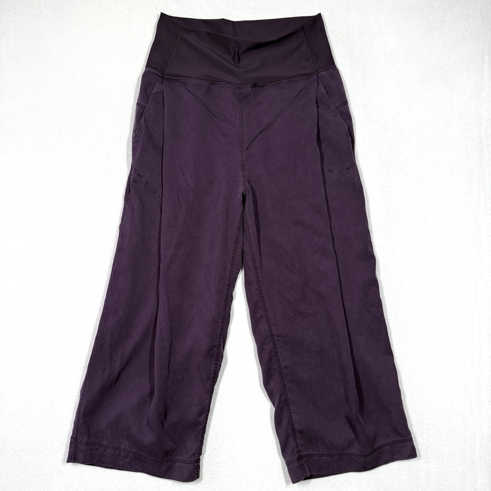 Lululemon Pants Womens 6 Tranquility Pant Wide Leg‎ Pull On Tencel Black Cherry